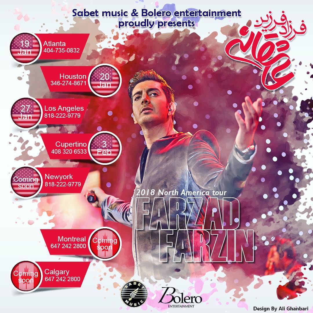Farzad Farzin Live in Concert For The very First Time In USA Friday January 19th Atlanta Saturday Ja