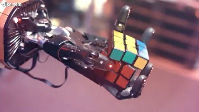 .حل مکعب روبیک توسط یک دست رباتیک شبکه عصبی فناوری رباتیک شبکه عصبی هوش مصنوعی روبیک مکعب روبیک حل