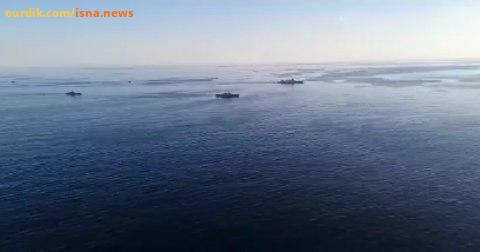 آرایش نظامی ناوهای نیروی دریایی سه کشور ایران، روسیه چین در آب های زیبای دریای عمان ایسنا ایسنا نی