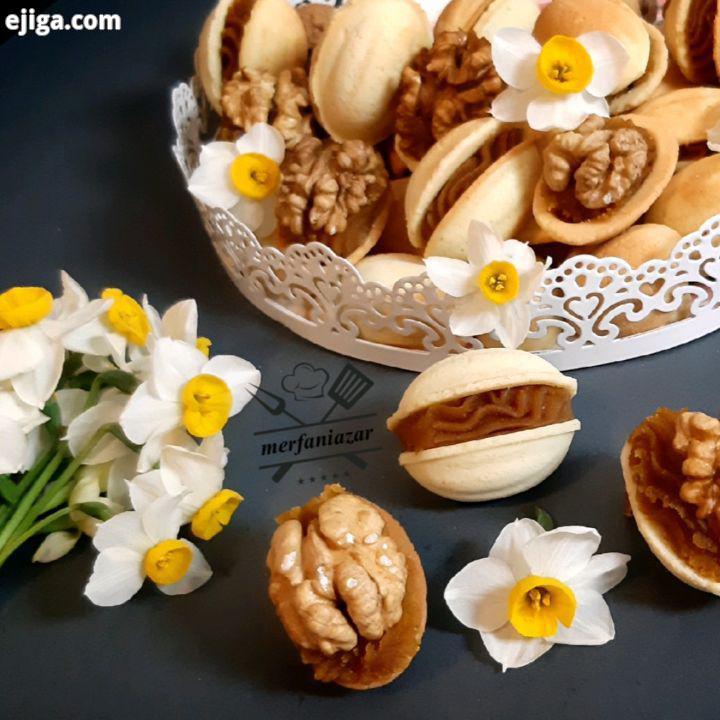 گردو روسی حلوا گردو روسی مواد لازم: کره یا مارگارین ۱۰۰ گرم پودر قند پیمانه تخم مرغ دو عدد آرد