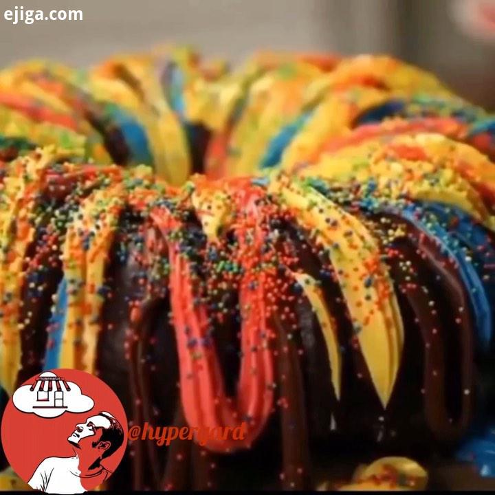 کیک رنگارنگ جذاااب آسون حتما تهیه کنید لذت ببرید hypergard...مانکن استار سفره سفر سفرهآرایی خاطر