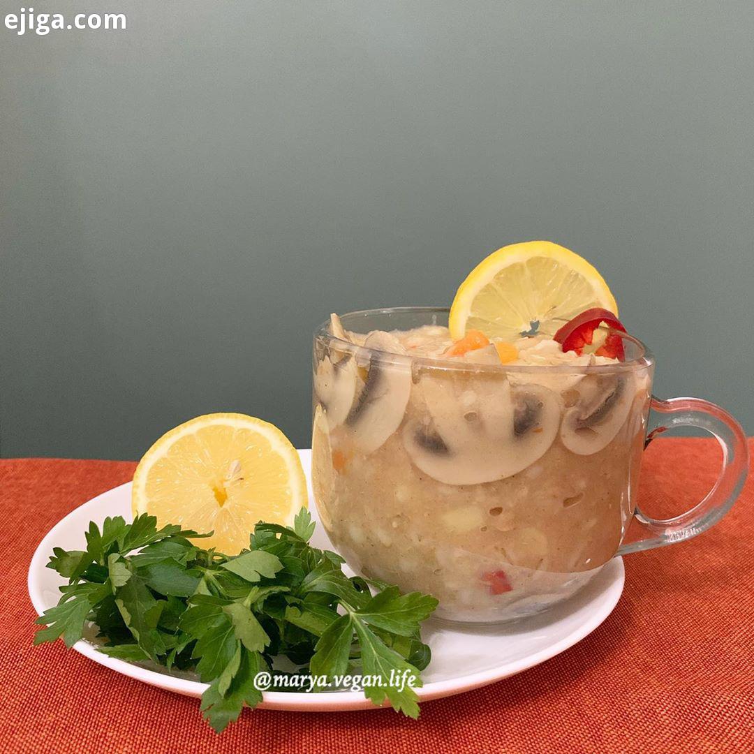 Barely mushroom soup with coconut milk for vegan healthy day...یه سوپ جو وقارچ با شیر گیاهی برای