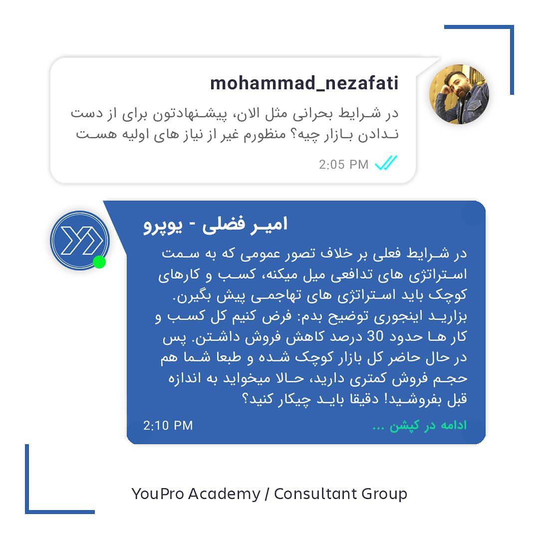 عملا شما باید سهم بازار رقبا رو بدست بیارید آیا این یک فعالیت تدافعی هست قطعا خیر شما باید فضای دیجی