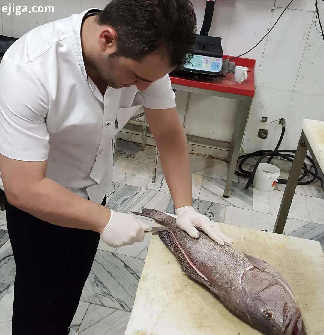 ماهی هامور چاقو آشپزخانه تهران غرب هتل اسپیناس پالاس تهران آشپزی خاص سلامتی رضاپاداشی ماهیگیری خوشمز