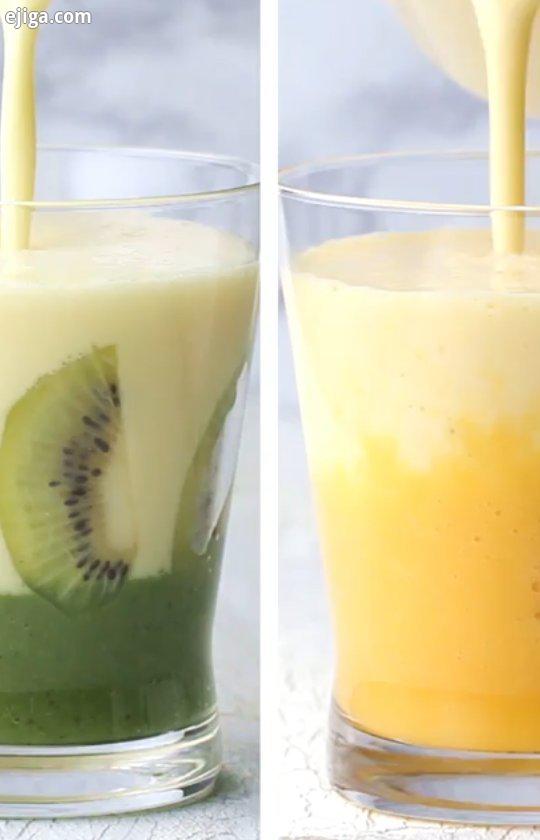 smoothierecipes 2colorsmoothie ببینید چه نوشیدنی های جذاب لذیذی براتون آوردم..خب تند سریع مواد