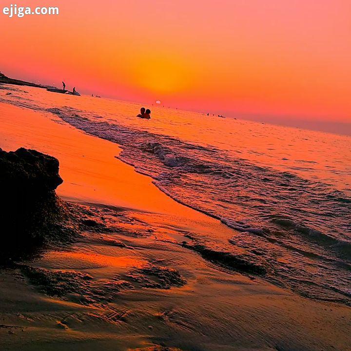 کیش زیبا غروب آفتاب کرانه آرامش دریا