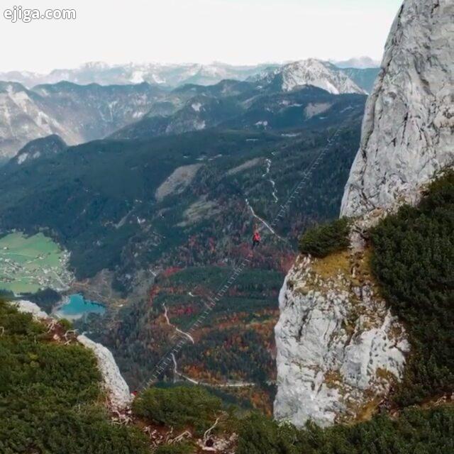 کوهنوردی با نردبون ندیده بودیم شما از این راه پله در اتریش بالا میرید طبیعت کوهنورد کوهنوردی طبیعت