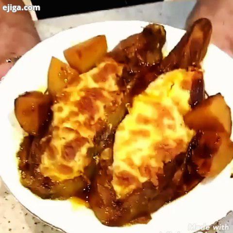 بادمجان شکم پر با پنیر پیتزا غذا food غذا غذای ایرانی کیک تزیین غذا