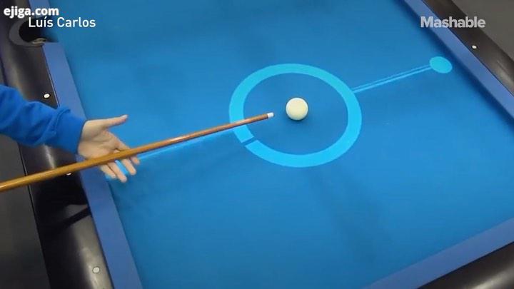 ...nویدیو جذابی از یک میز بیلیارد هوشمند، که جزییات حرکت توپ مسیر ضربه زدن را مشخص میکند nویدیو را